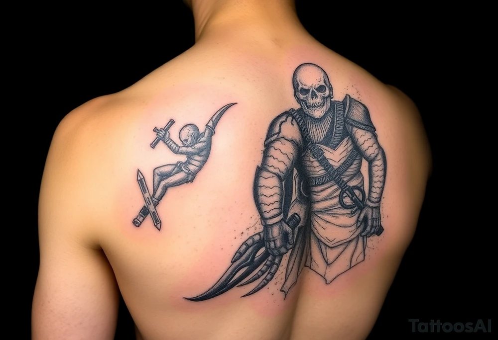 Watcher and burrower from horizon game series in full colour as a forearm wraparound tattoo idea