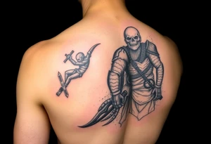 Watcher and burrower from horizon game series in full colour as a forearm wraparound tattoo idea
