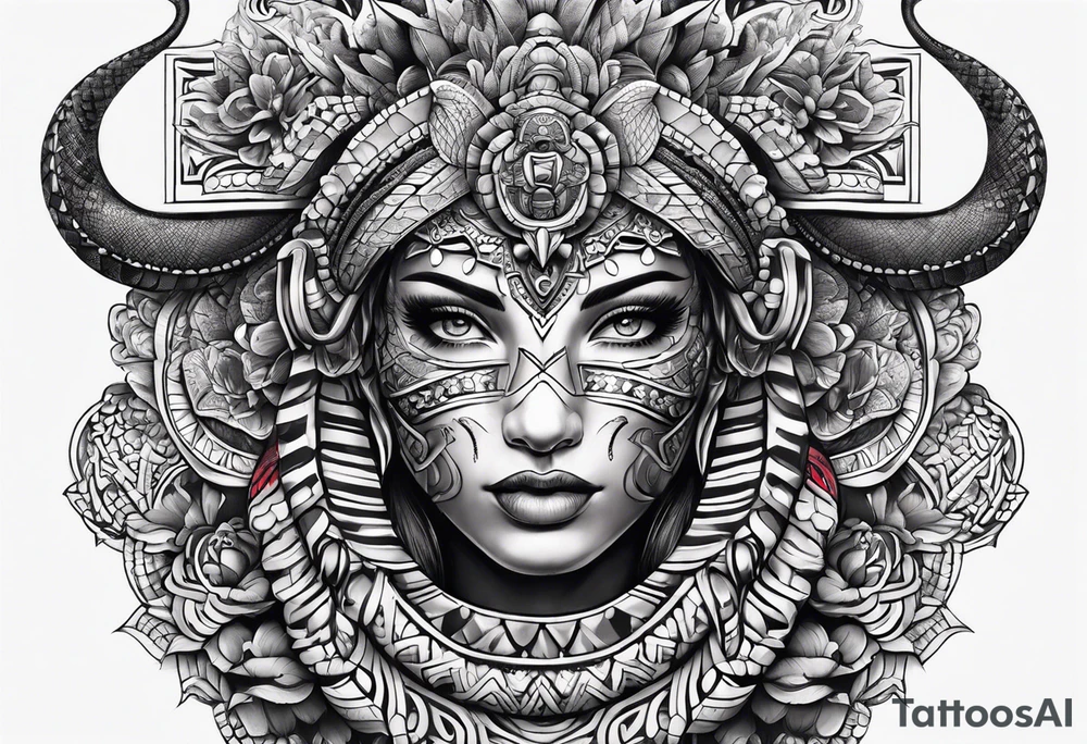 aztec snake sleeve tattoo idea