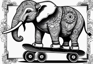 Elephant wearing roller skates tattoo idea