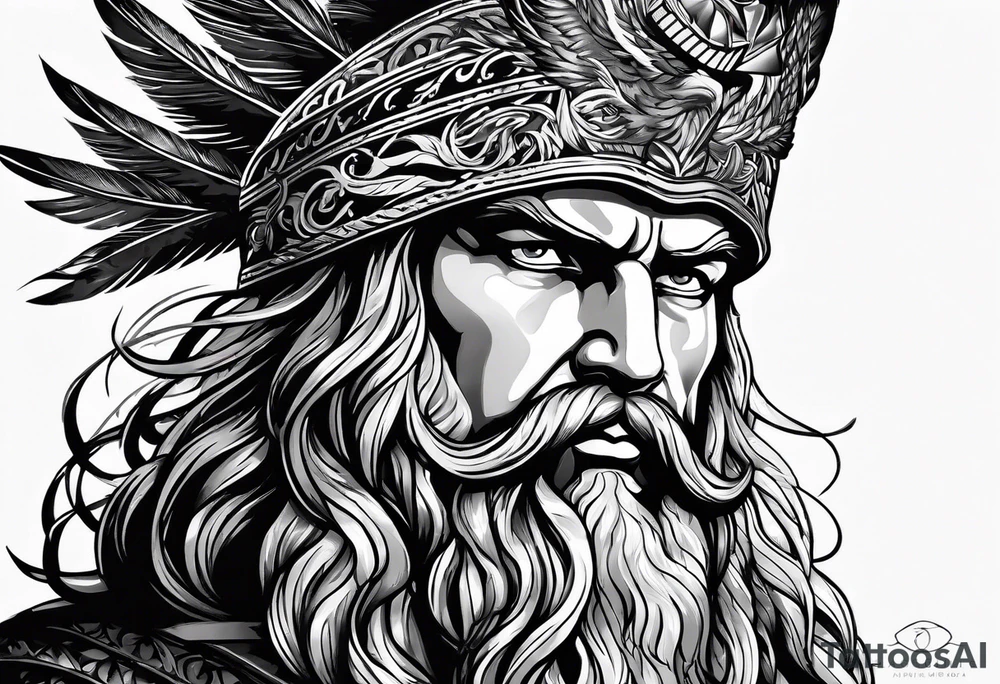 Águia, face de Zeus com raios tattoo idea