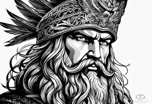 Águia, face de Zeus com raios tattoo idea