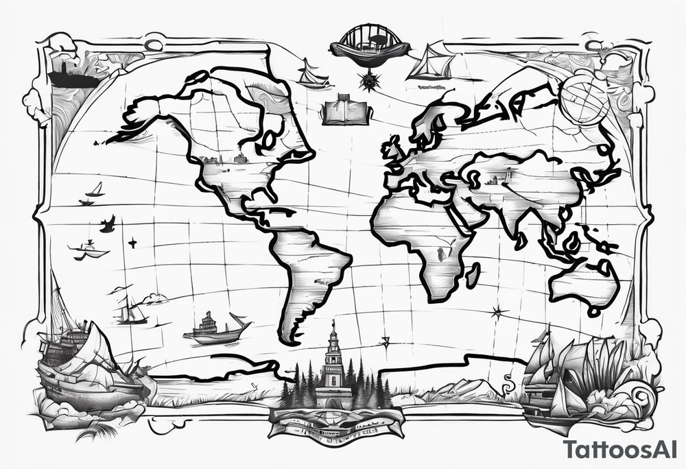 treasure hunt map tattoo idea