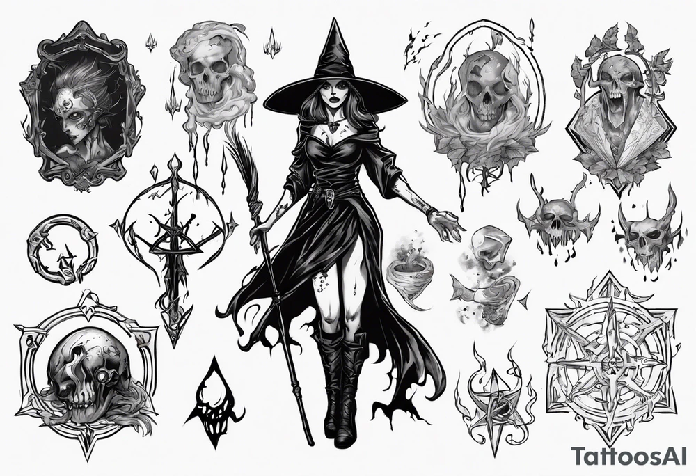 witch necromancer like a path of exile games tattoo idea