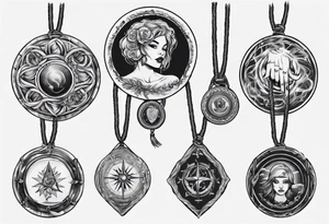 woman hand holding medallion with rope tattoo idea