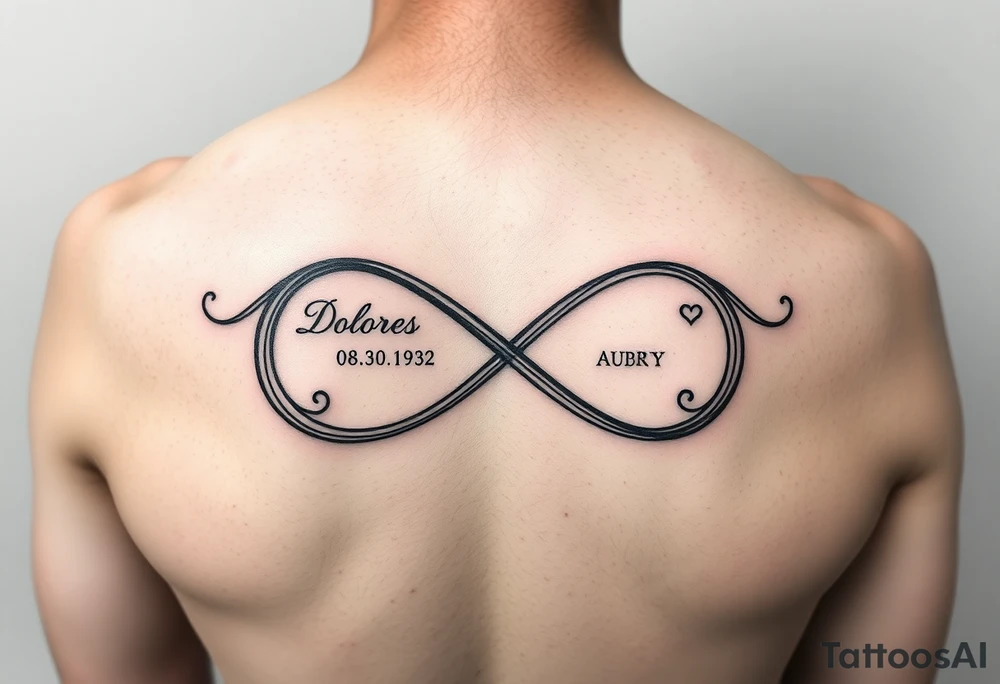 an infinity symbol with
Dolores 08.30.1932 – 01.30.2022
Audrey 07.18.1935 – 08.21.2022 tattoo idea