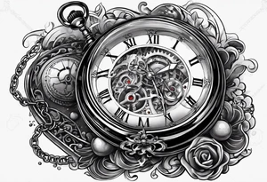 old school pocket watch
 exploded showing inner mechanism tattoo idea