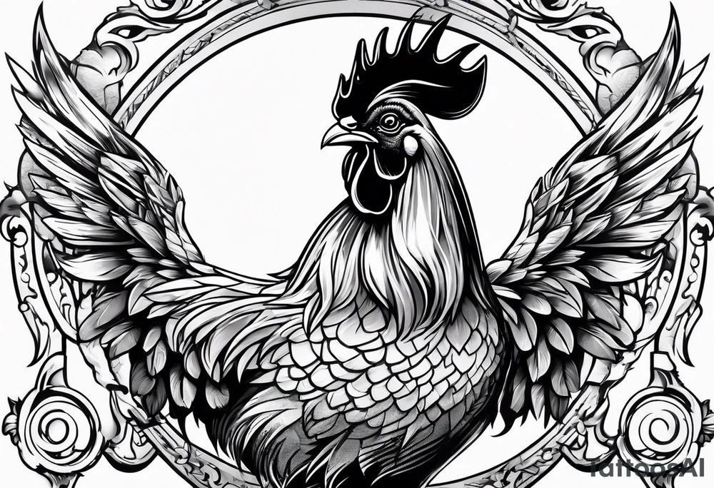 rooster cartoon holding big gun tattoo idea