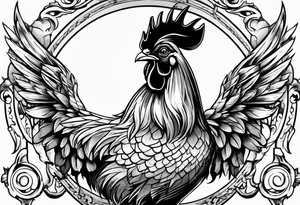 rooster cartoon holding big gun tattoo idea