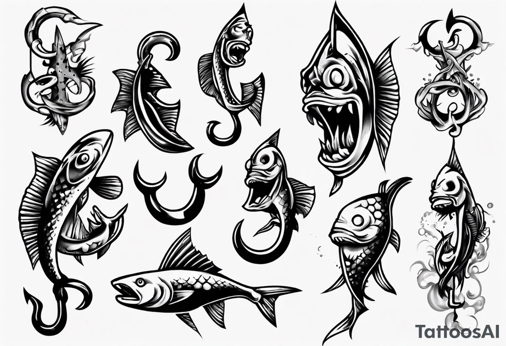 Fish hooks tattoo idea