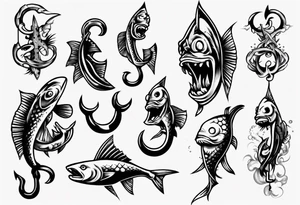 Fish hooks tattoo idea