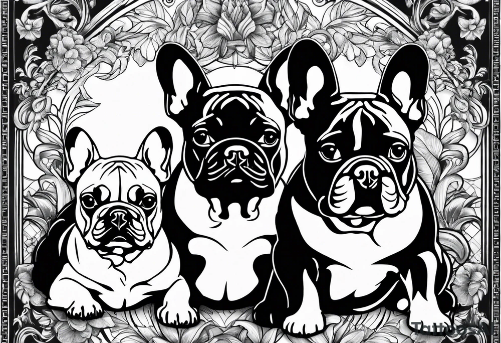 three French bulldogs tattoo idea