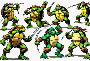 teenage mutant ninja turtles fighting scene tattoo idea