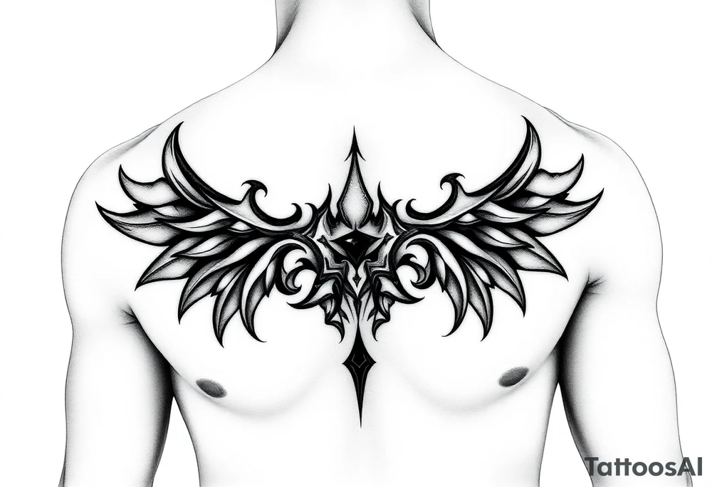 Sexy mysterious sternum tattoo small/medium size tattoo idea