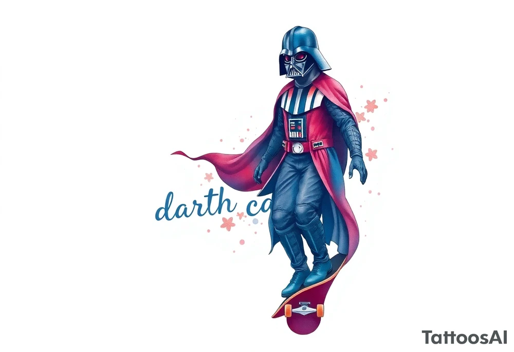 Darth Vader skateboarding >
blue & red
skateboard say "darth carter" tattoo idea