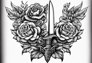 Dagger with hourglass blade and flower handle tattoo idea