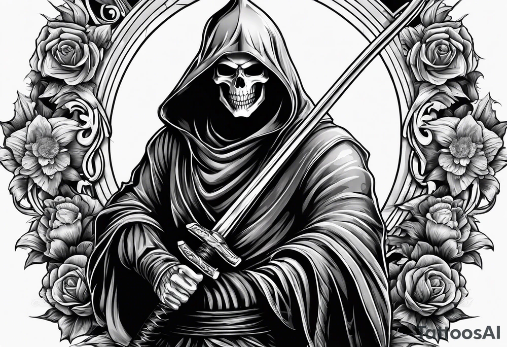 grim reaper with katana tattoo idea