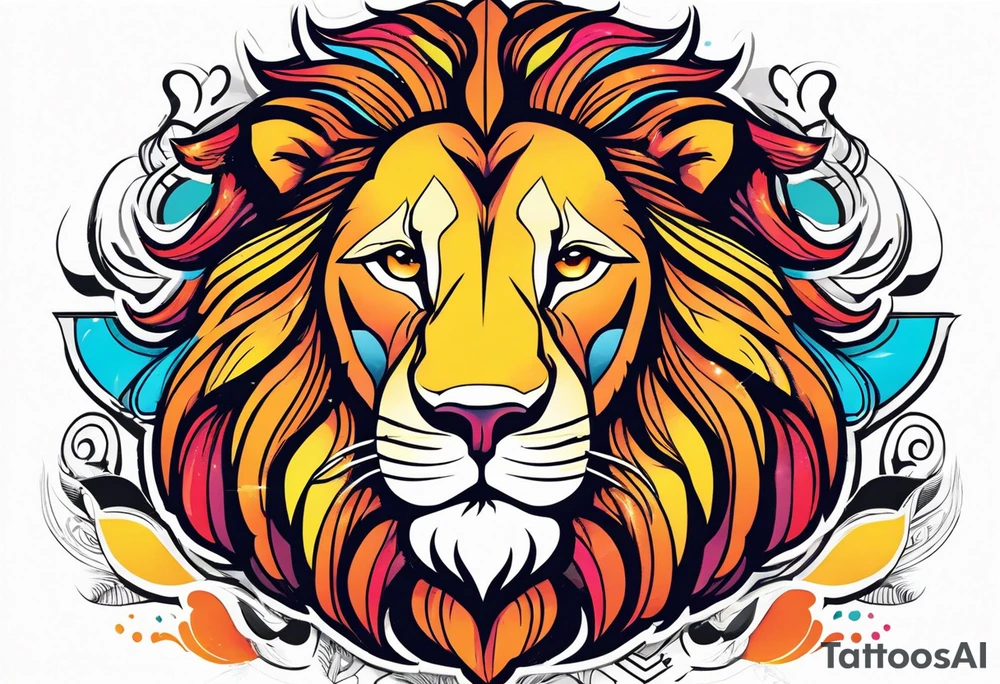 powerful majestic lion, close-up tattoo idea