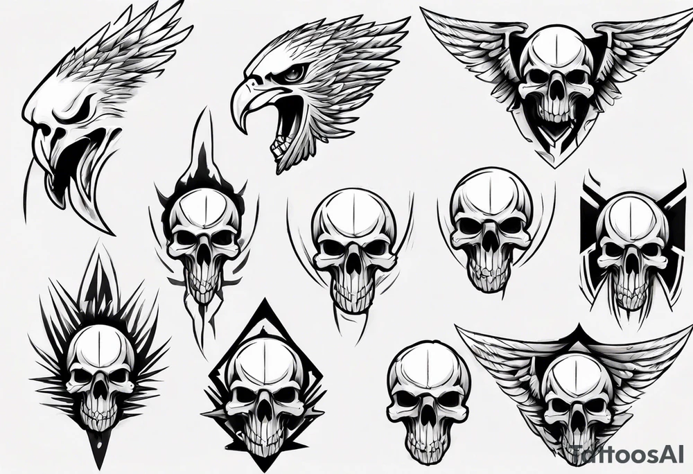 knife carved eagle skull tattoo idea