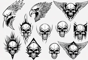 knife carved eagle skull tattoo idea
