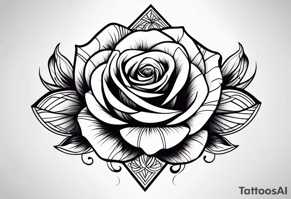 Girlie thigh rose art tattoo idea
