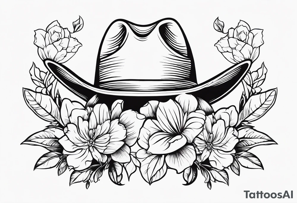 floral western cowboy tattoo idea