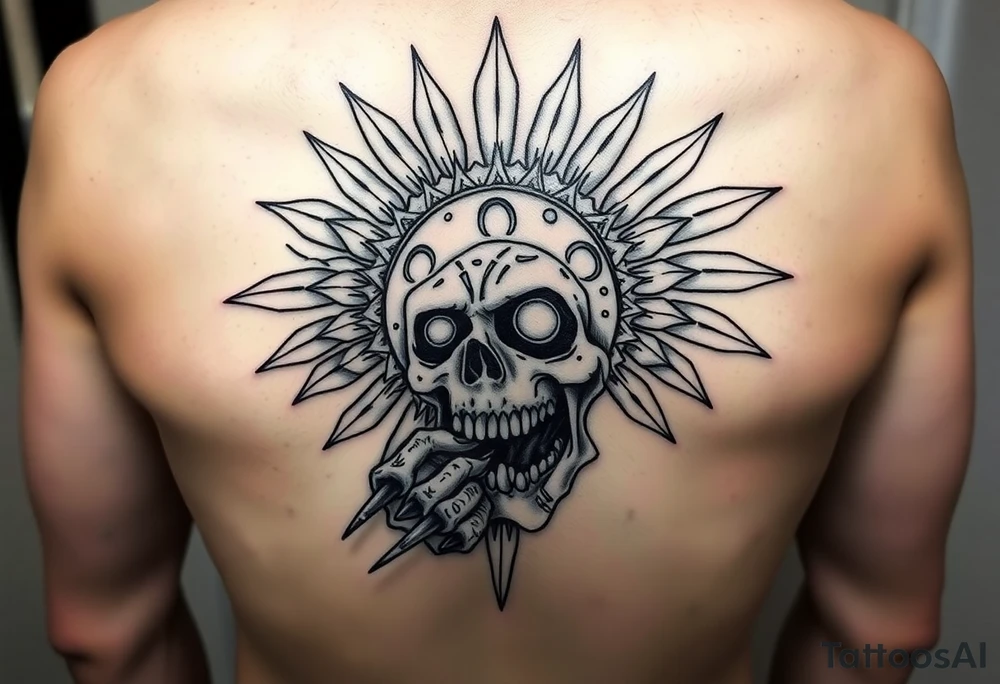 zombie aztec sun calindar eating 
a zombie gasia tattoo idea