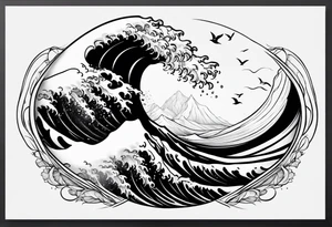 nature and wave in horizontal image tattoo idea