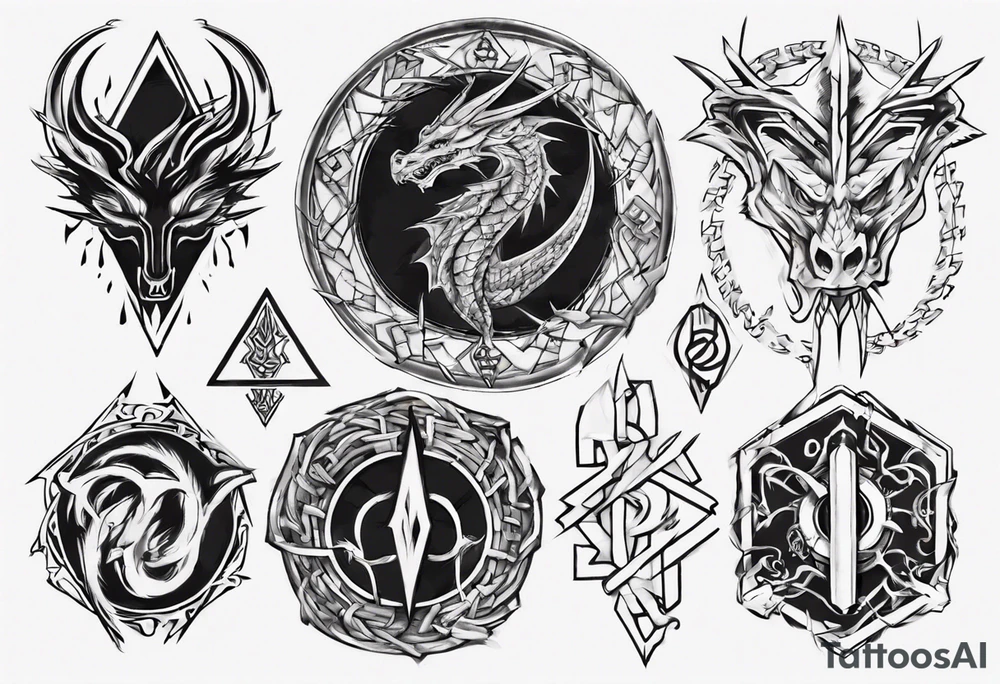 Nórdics runes power with  dragón tattoo idea