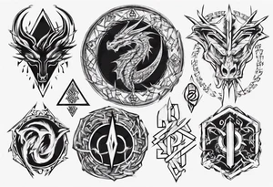 Nórdics runes power with  dragón tattoo idea