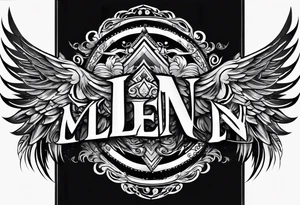 The word Glenn on a banner with angel wings tattoo idea