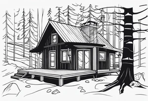 small cabin in the woods tattoo idea