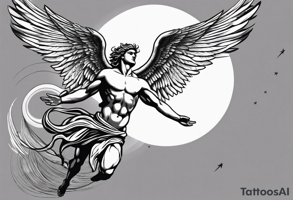 icarus greek god flying into the sun and falling down into a rainbow tattoo idea icarus greek god flying into the sun and falling down into a rainbow tattoo idea