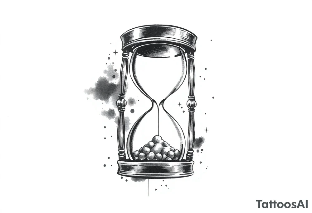 antique hourglass with day and night in the background tattoo idea