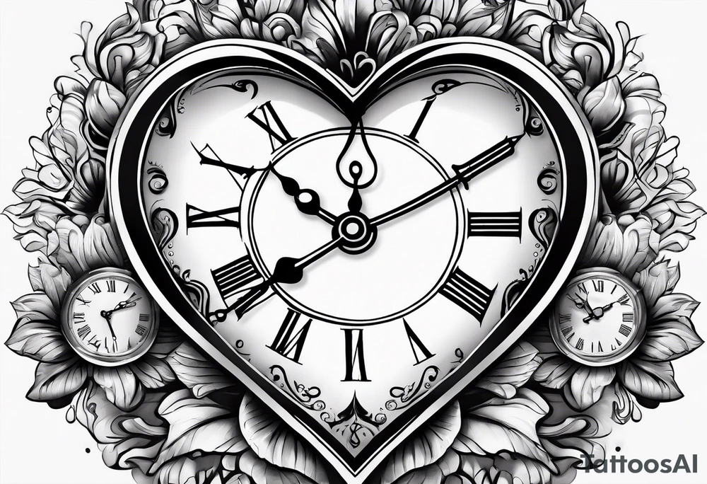 Heart with clock hands on 8 and 5 tattoo idea