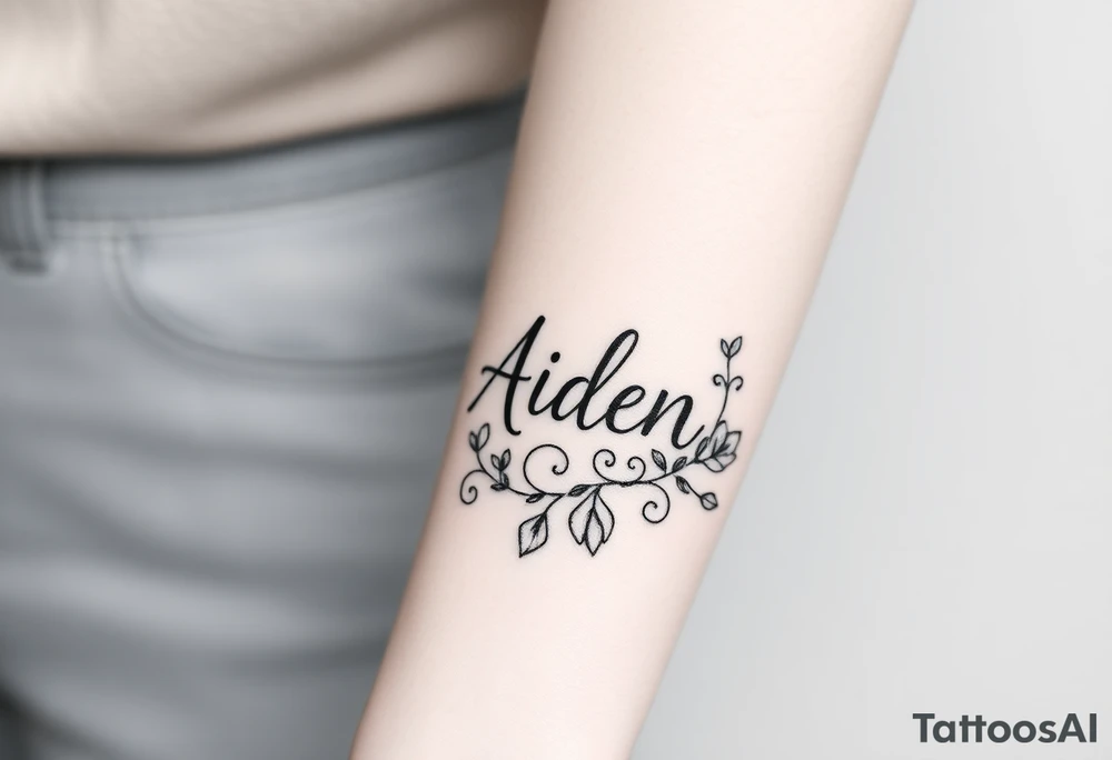 The name Aiden with a love them around it for the forearm tattoo idea