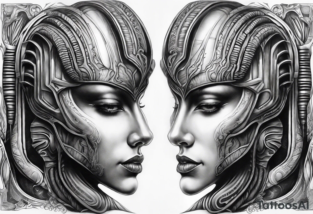 H.R Giger style knee tattoo tattoo idea