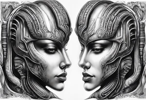 H.R Giger style knee tattoo tattoo idea