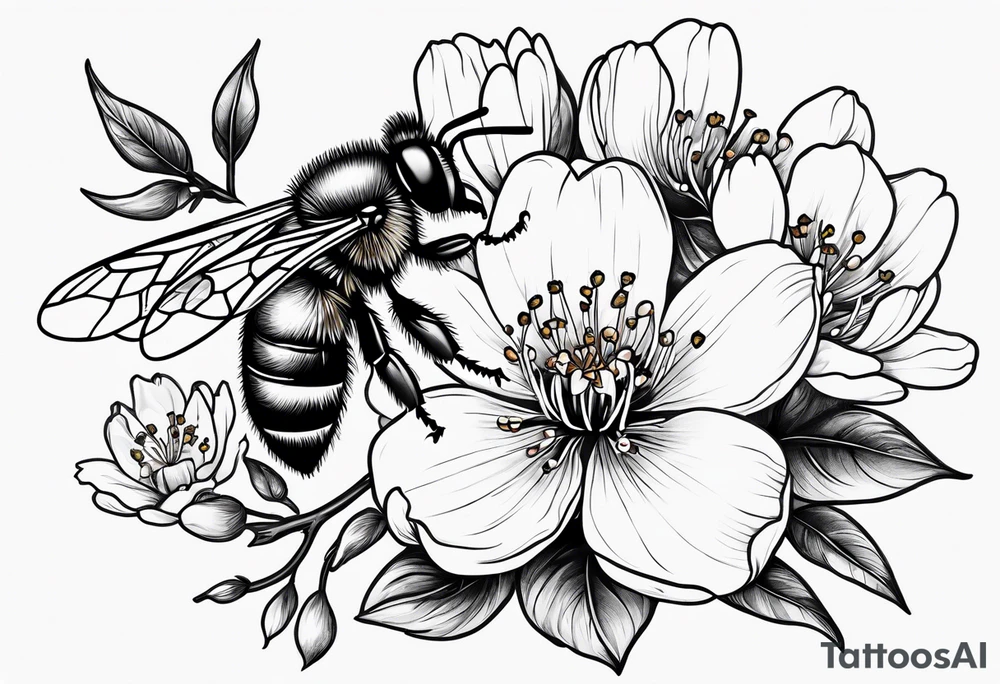 Honeybee and cherry blossom tattoo idea
