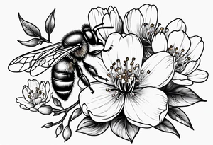 Honeybee and cherry blossom tattoo idea