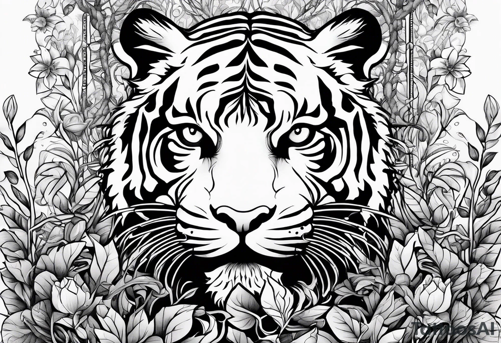 Vines climbing up body with tiger lollies growing and the quote 'then, child make another" written into one of the vines tattoo idea