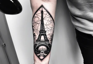 Upper arm tattoo sleeve including the Eiffel tower in Paris with shading in the background? tattoo idea