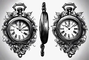 hand holding pocket  watch tattoo idea