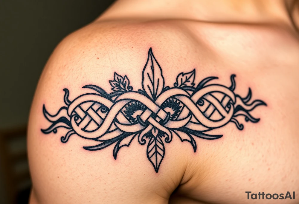Celtic knot band combined with nature tattoo idea