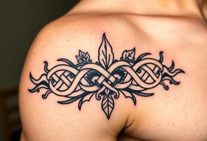 Celtic knot band combined with nature tattoo idea