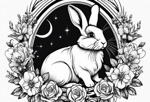 Bunny and flowers tattoo idea