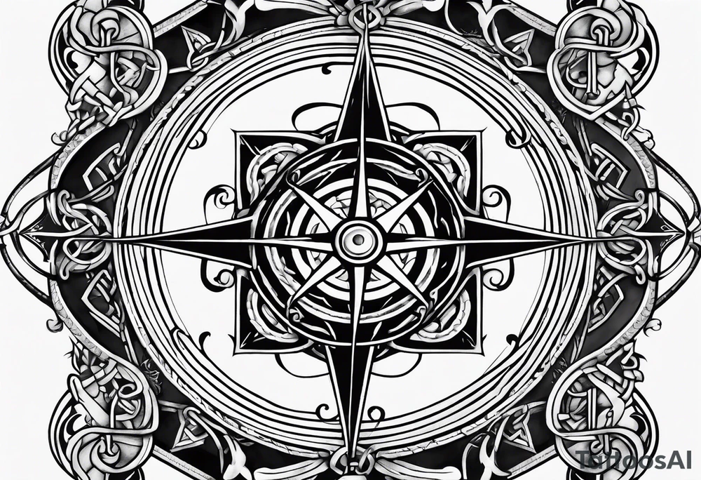 Celtic, forearm, half sleeve, anchor, compass tattoo idea