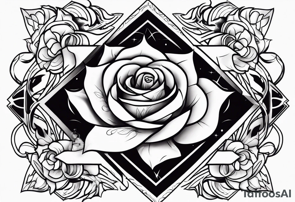 Flames,rose, the symbol of Lucifer tattoo idea