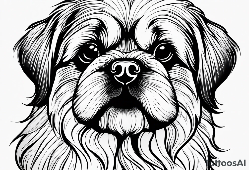 The contour of the face of a pekingese with shih tzu mixed race god. Nothing besides the face. As minimalist as possible. More minimalist! Make it a one line drawing. tattoo idea