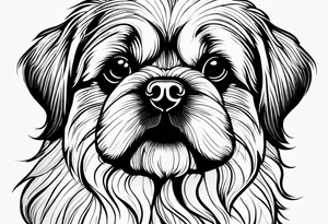 The contour of the face of a pekingese with shih tzu mixed race god. Nothing besides the face. As minimalist as possible. More minimalist! Make it a one line drawing. tattoo idea